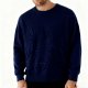 Matte Texture Slate Blue Crew Neck Sweater