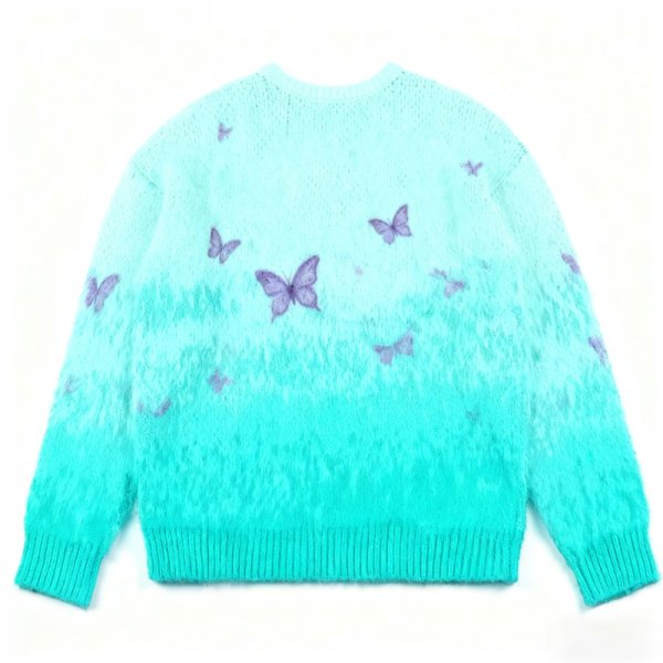 Women's Orange Gradient Sweater with Abstract Brushstrokes