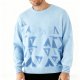 Gradient Geometric Blue Crew Neck Knit Sweater