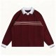 Women's Burgundy Polo Collar Sweater - "DREAM" Embroidered Graphic